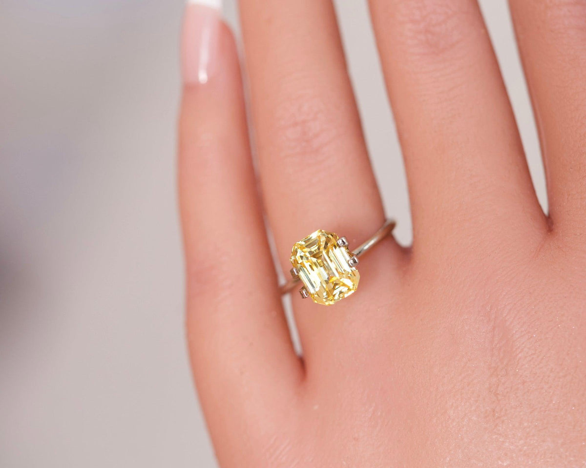 5.23 ct Canary Yellow Sapphire GIA Certified Unheated Emerald Cut Gemstone