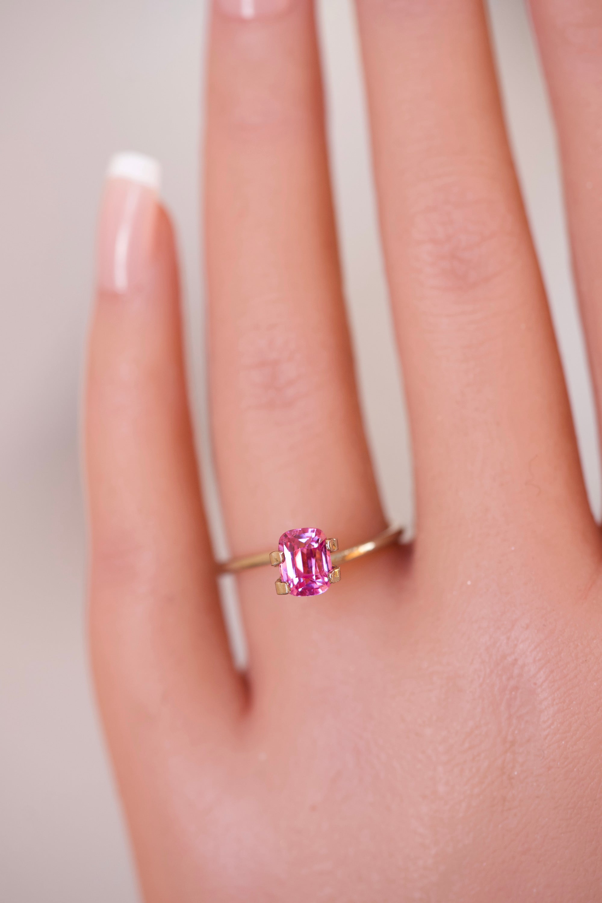 1.68 ct Vivid Pink Sapphire GIA Certified Unheated Cushion Cut Gem