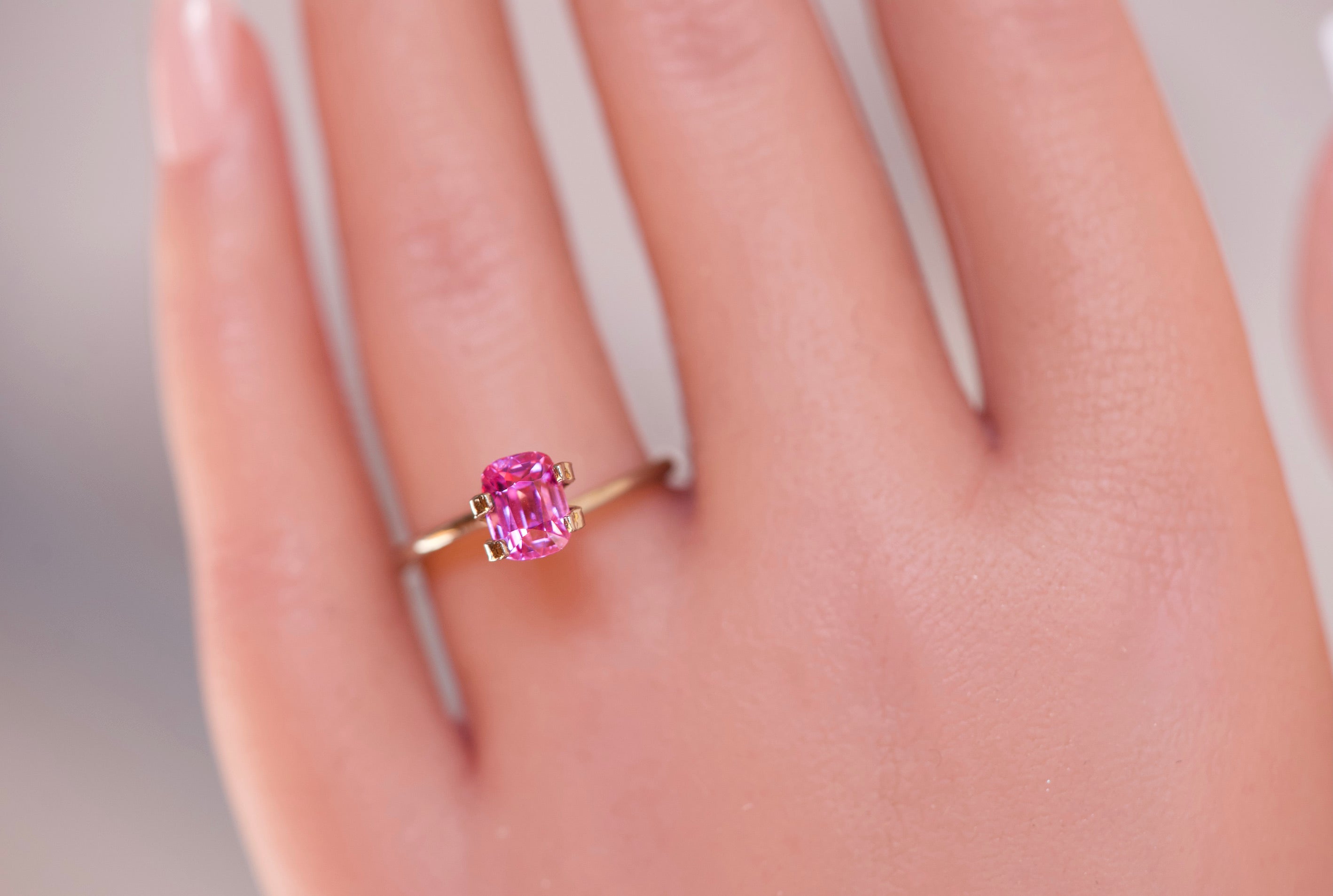 1.68 ct Vivid Pink Sapphire GIA Certified Unheated Cushion Cut Gem
