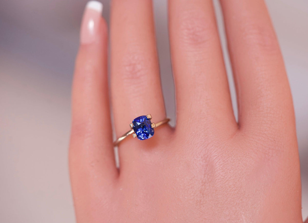 2.04 ct Intense Cornflower Blue Sapphire GIA Certified Unheated Cushion Cut Gemstone