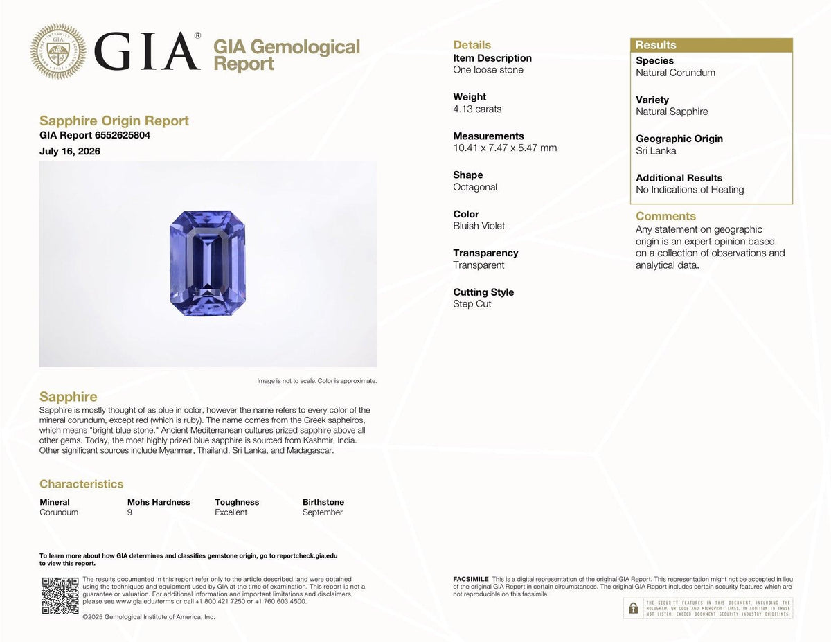 4.13 ct Midnight Navy Sapphire GIA Certified Unheated Emerald  Cut Gem