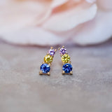 STARLET Multi Colour Blue Sapphire Stud Earrings 18k Yellow Gold
