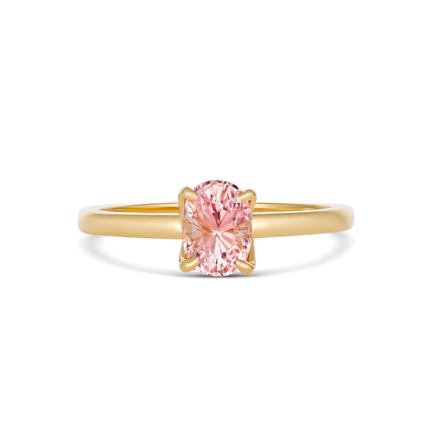 Unheated Padparadscha Sapphire Solitaire Engagement Ring