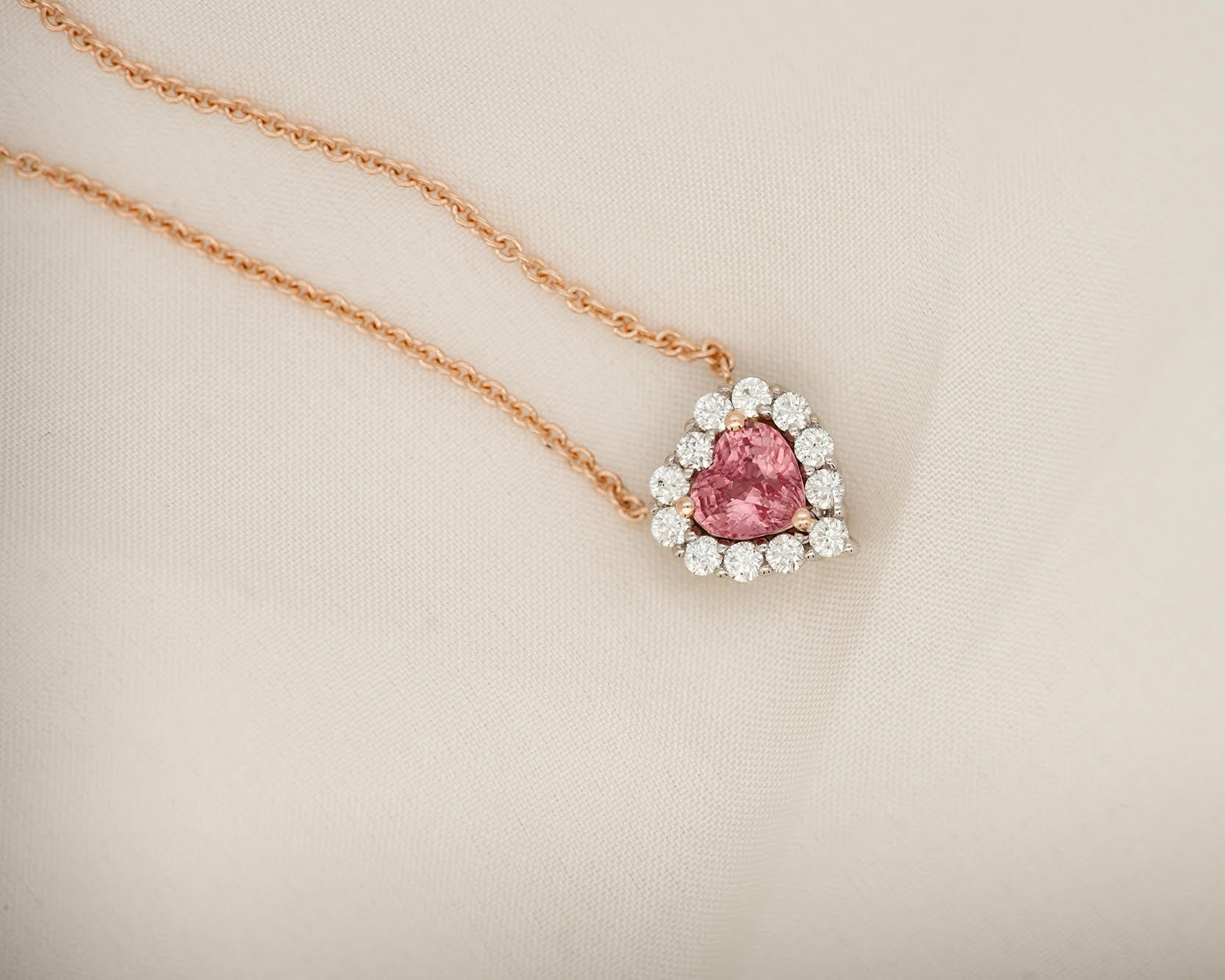Back view of the mixed-metal sapphire heart pendant setting.
