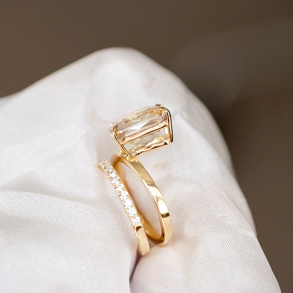 Champagne Sapphire Diamond Double Band Ring