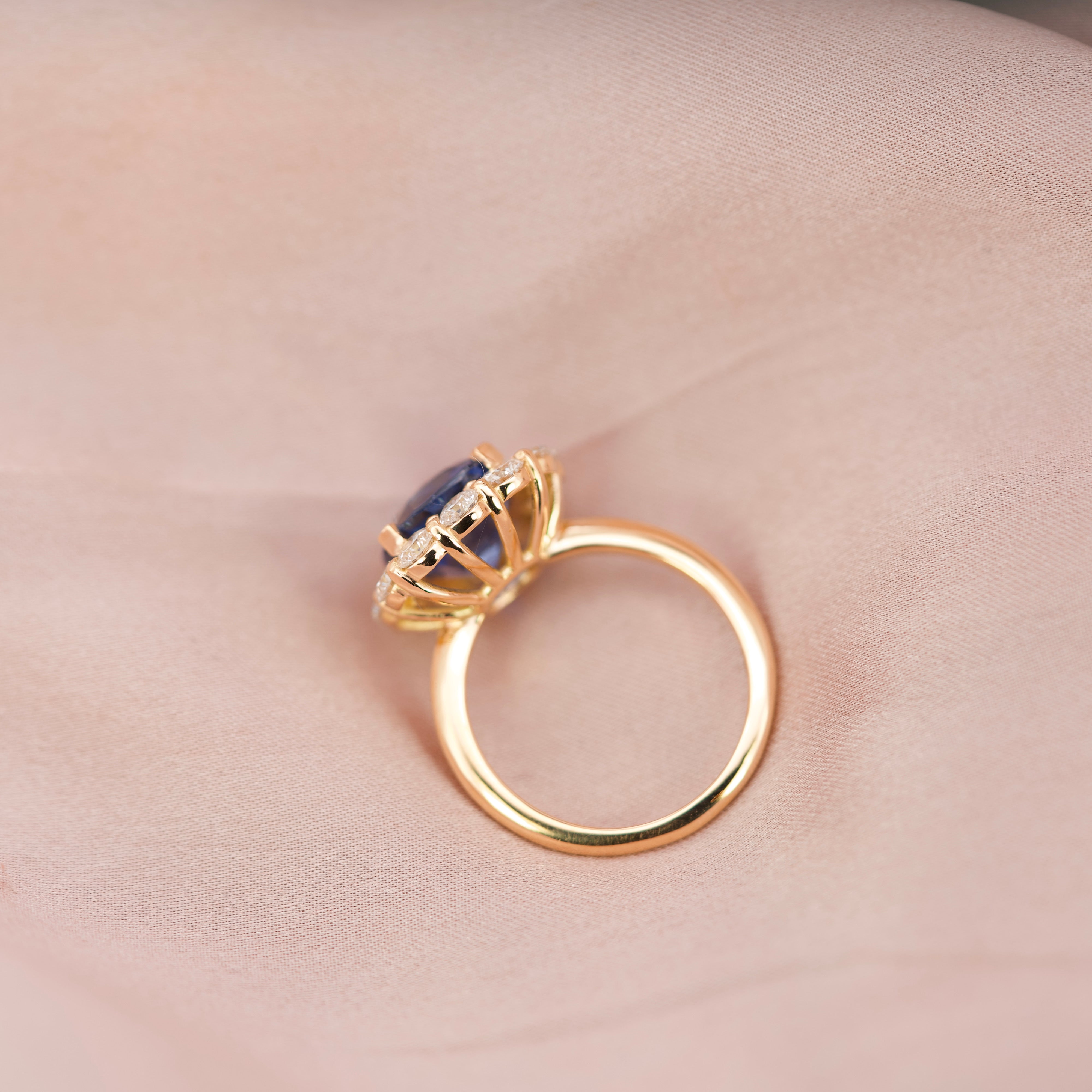 blue sapphire halo engagement ring bottom