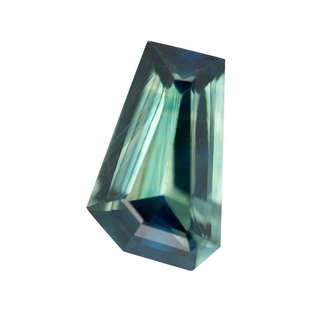 bluish green sapphire fancy step cut madagascar 1.11ct 
