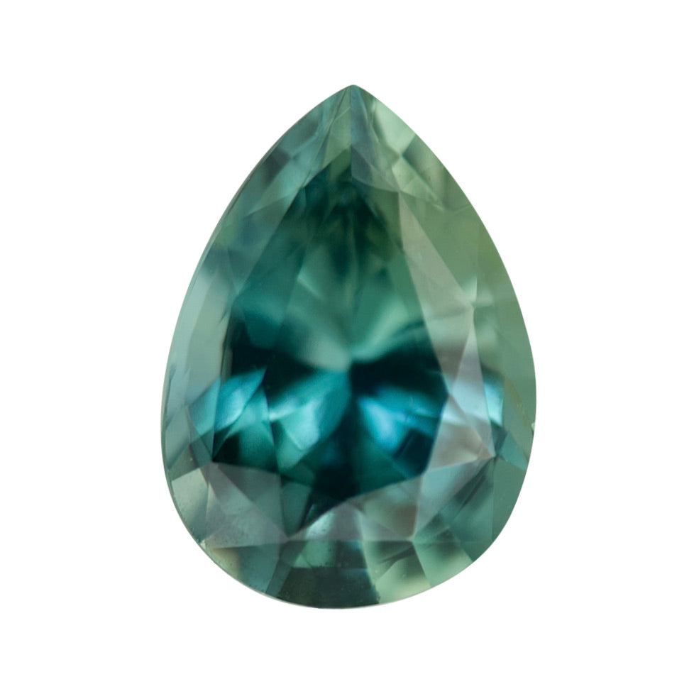 bluish green sapphire pear mixed cut madagascar 1.06ct