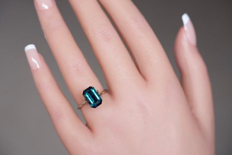 4.56 carat Teal Emerald Cut Madagascar Sapphire