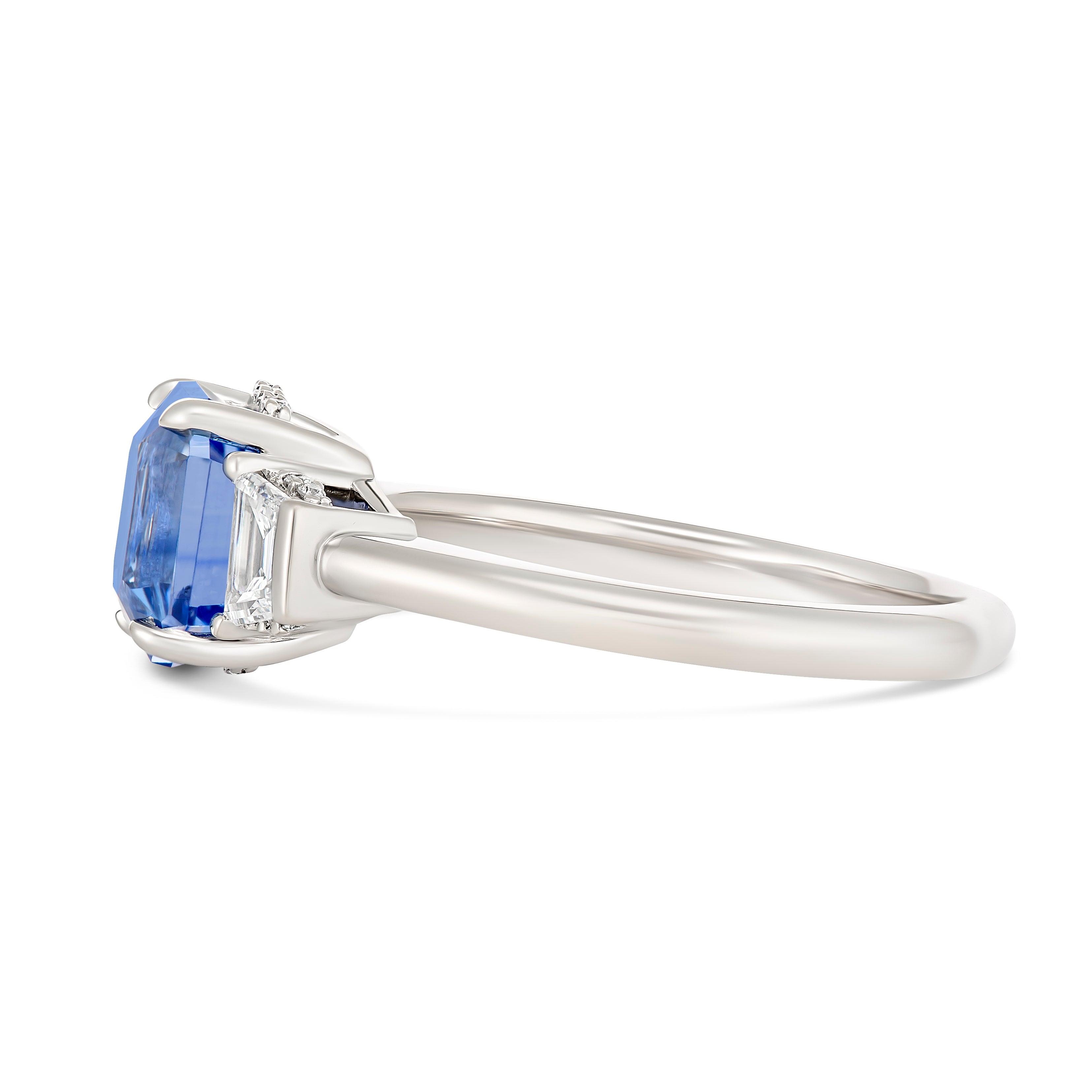 Cornflower Blue Ceylon Sapphire Diamond Hidden Halo Ring