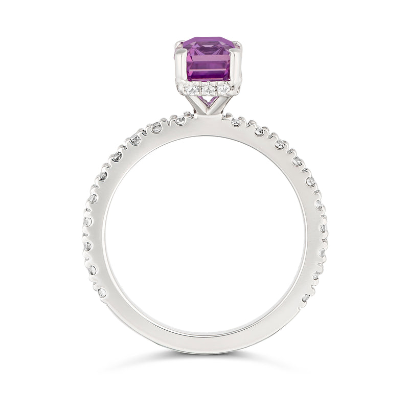 Pink Sapphire Hidden Halo Engagement Ring