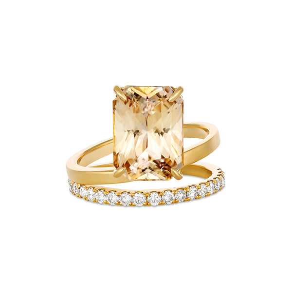 Champagne Sapphire Diamond Double Band Ring