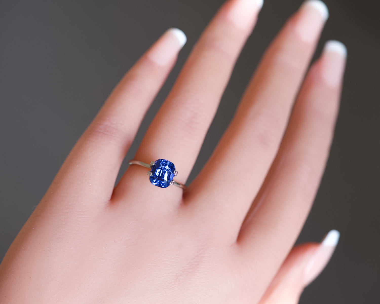 3.50 ct Vivid Blue Ceylon Sapphire Cushion Cut Heated GIA Certified Gem