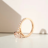 Peach Sapphire Diamond Band Rose Gold Engagement Ring