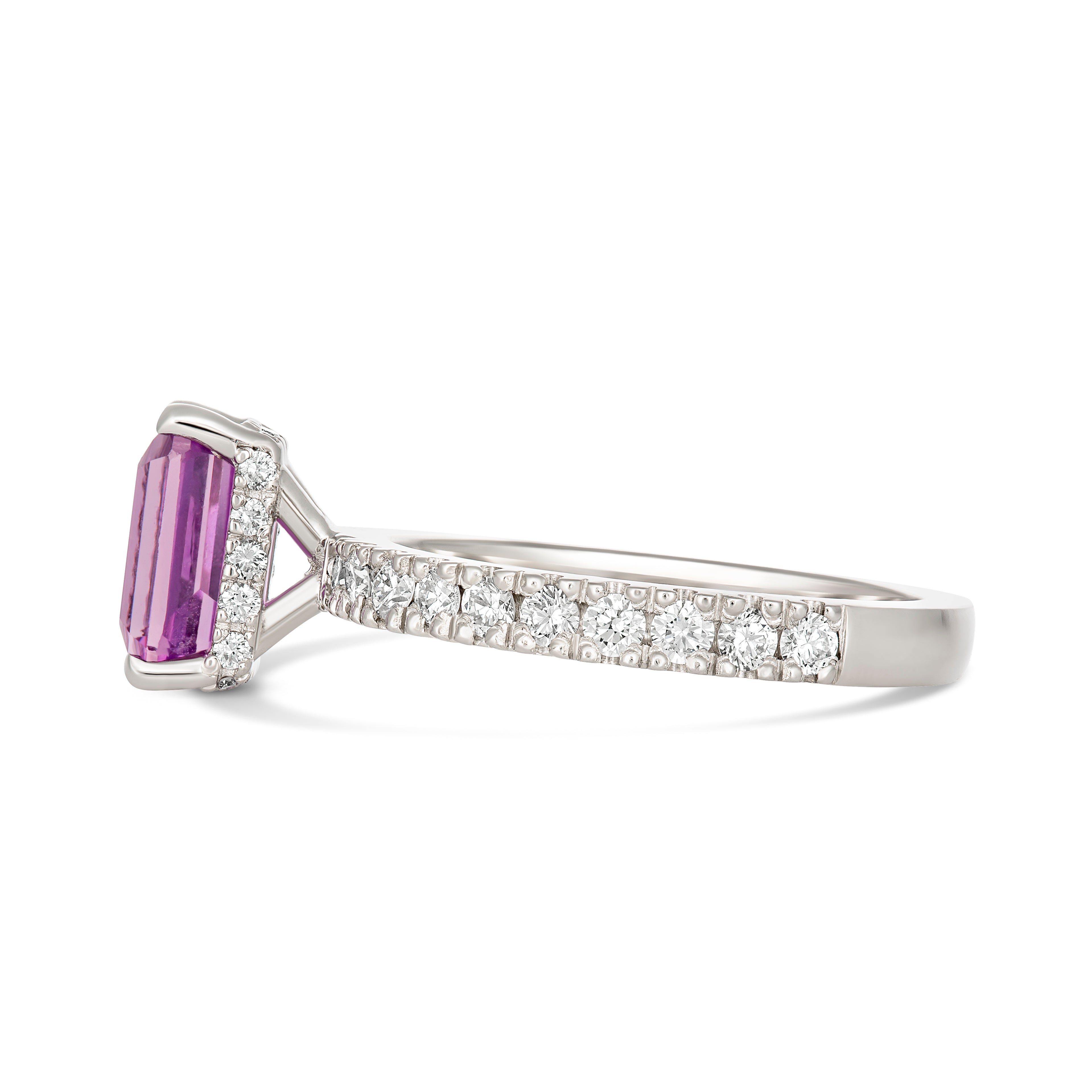 Pink Sapphire Hidden Halo Engagement Ring