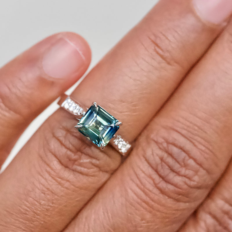 Green Sapphire East West Ring