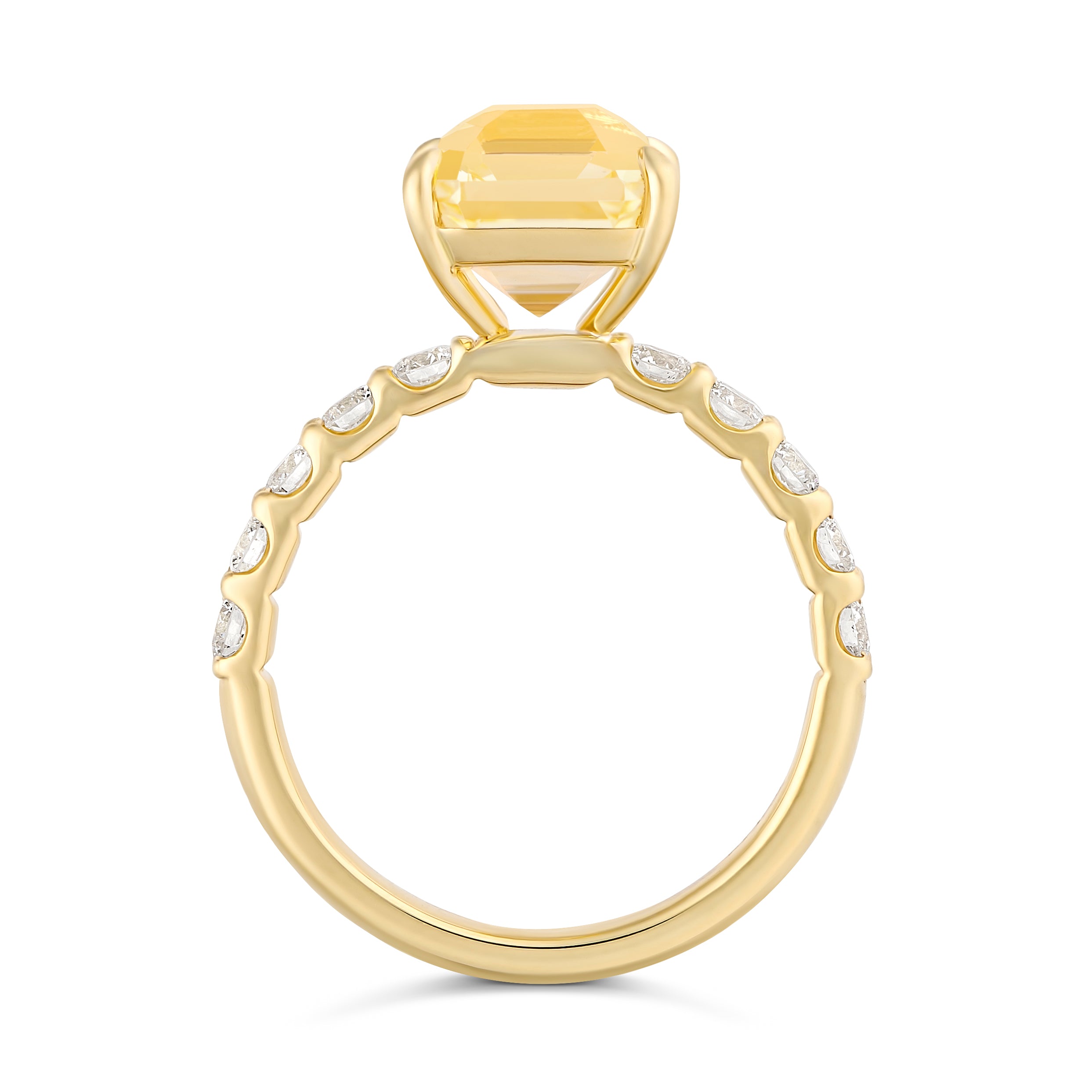 Champagne Yellow Sapphire Diamond Gold Engagement Ring