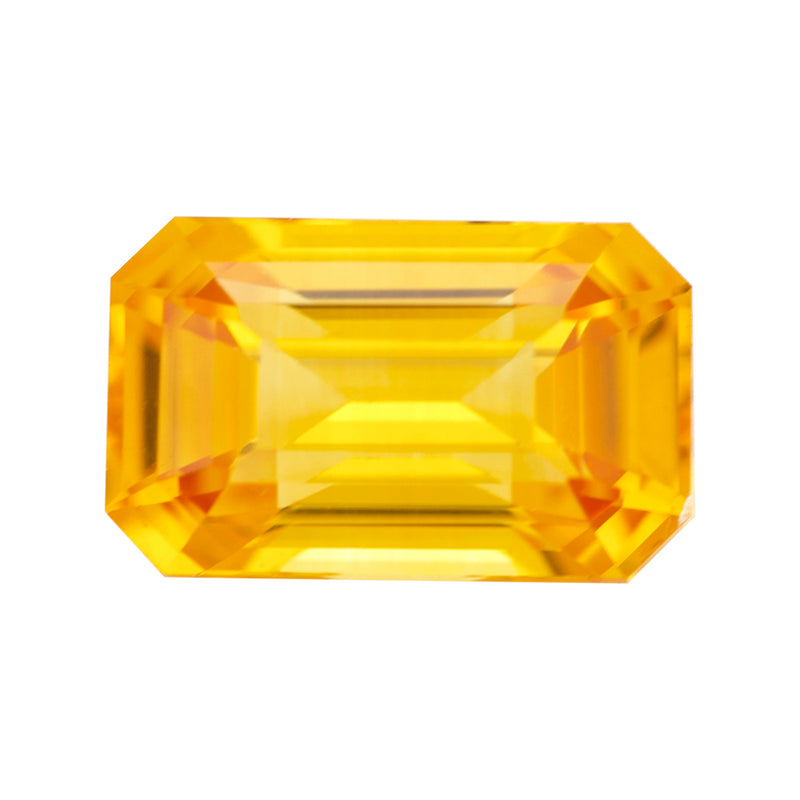 Yellow Emerald Cut Ceylon Sapphire Heated Gem