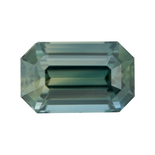 Green Emerald Cut Madagascar Sapphire Unheated Gemstone