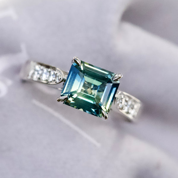 Green Sapphire East West Ring