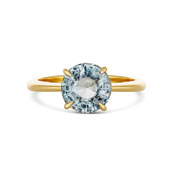 Round Grey Sapphire Solitaire Ring