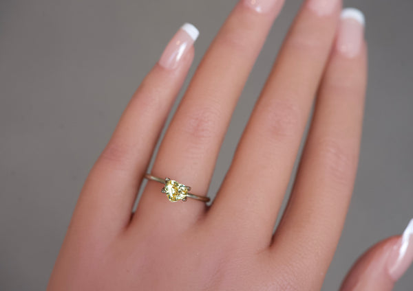 heart cut 1.23 ct yellow sapphire gemstone