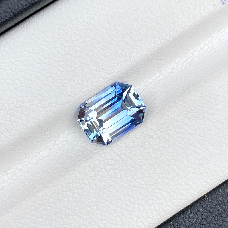 2.49 ct Light Blue Bi-Colour Sapphire Emerald Cut Natural Unheated