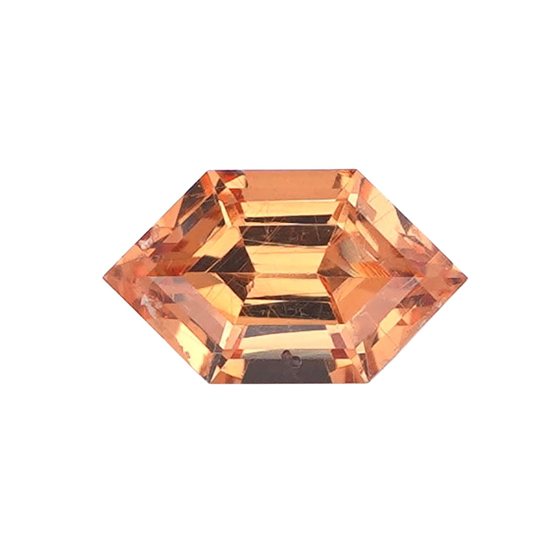 Loose orange Spessartine Garnet with a fancy step cut.