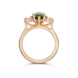 Sage Green Marquise Sapphire Engagement Ring on 18k Rose Gold