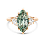 Sage Green Marquise Sapphire Engagement Ring on 18k Rose Gold