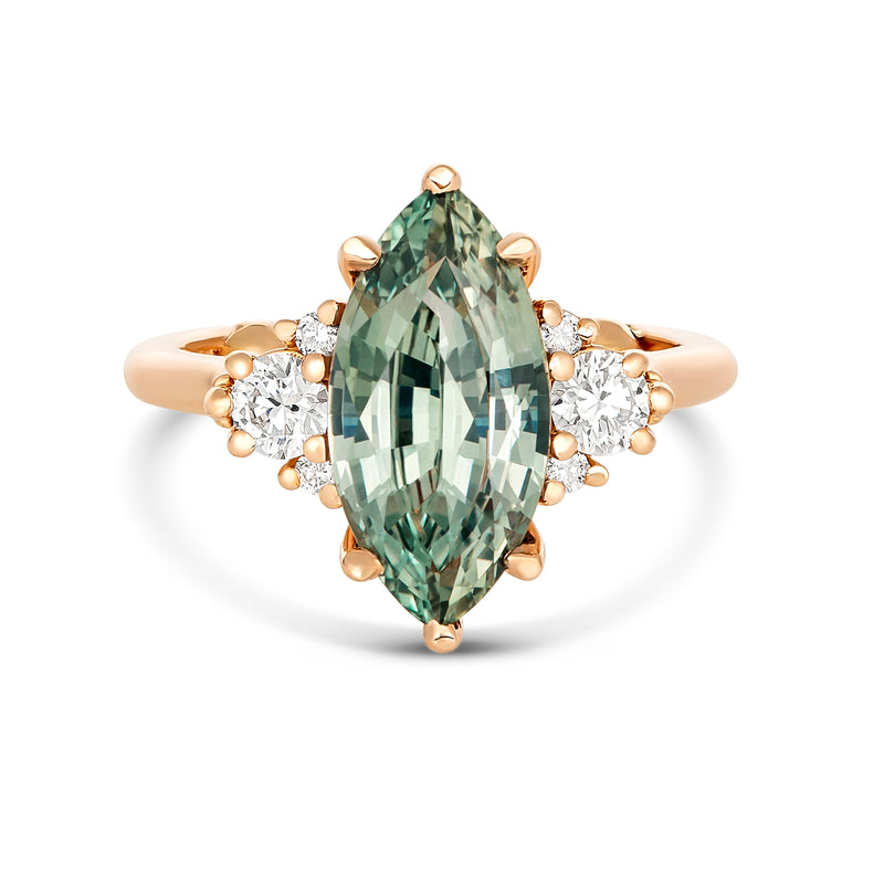 Sage Green Marquise Sapphire on 18k Rose Gold