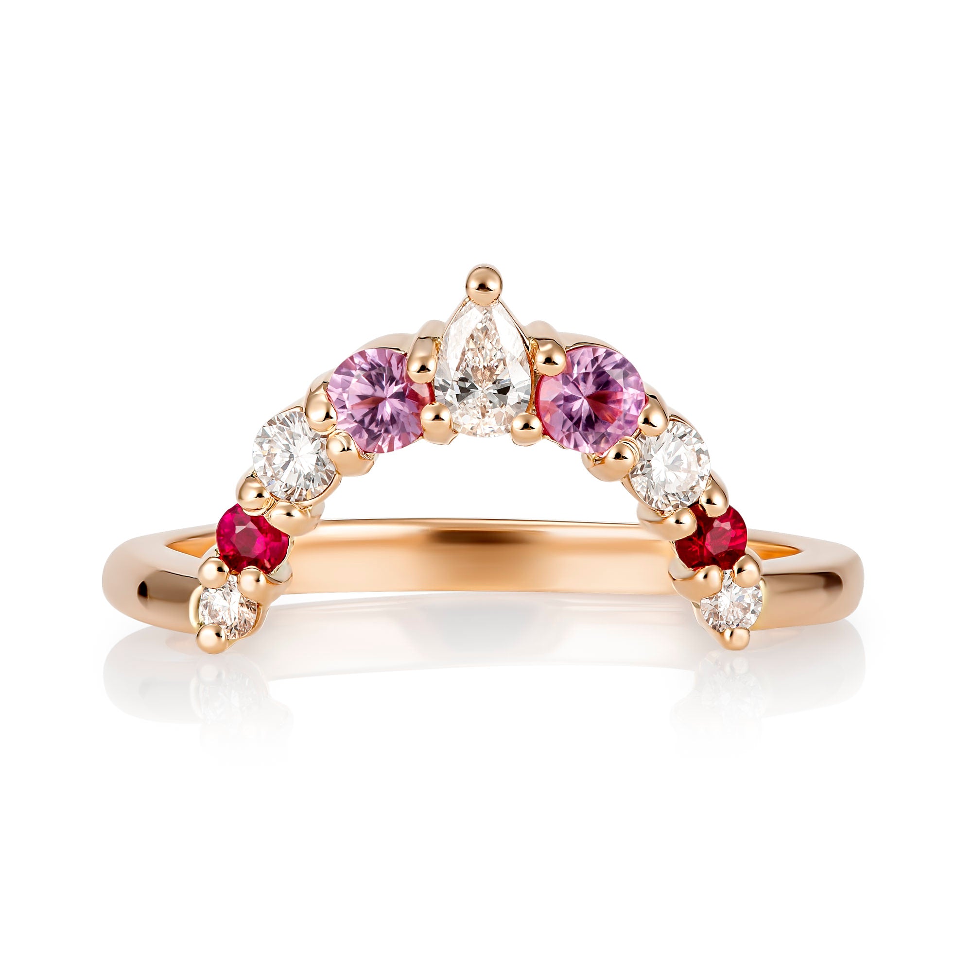 Multi Colour Sapphire and Diamond Wedding Band