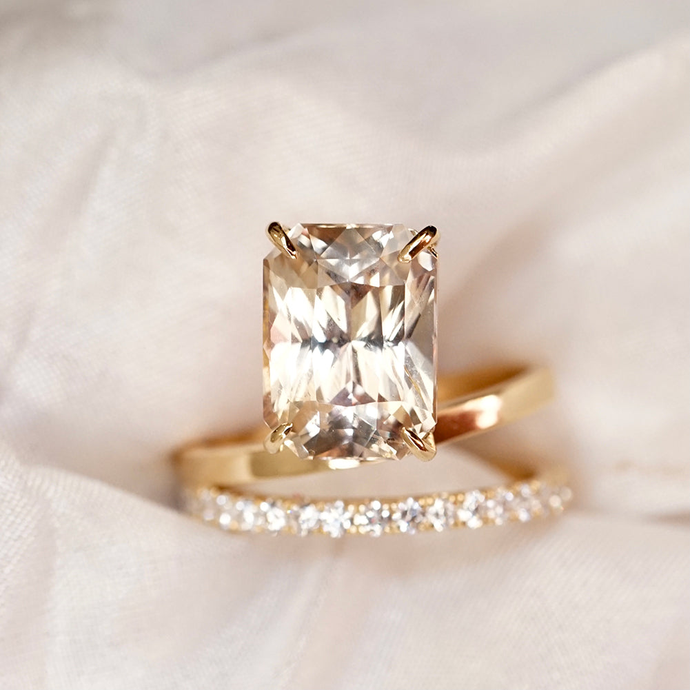 Champagne Sapphire Diamond Double Band Ring