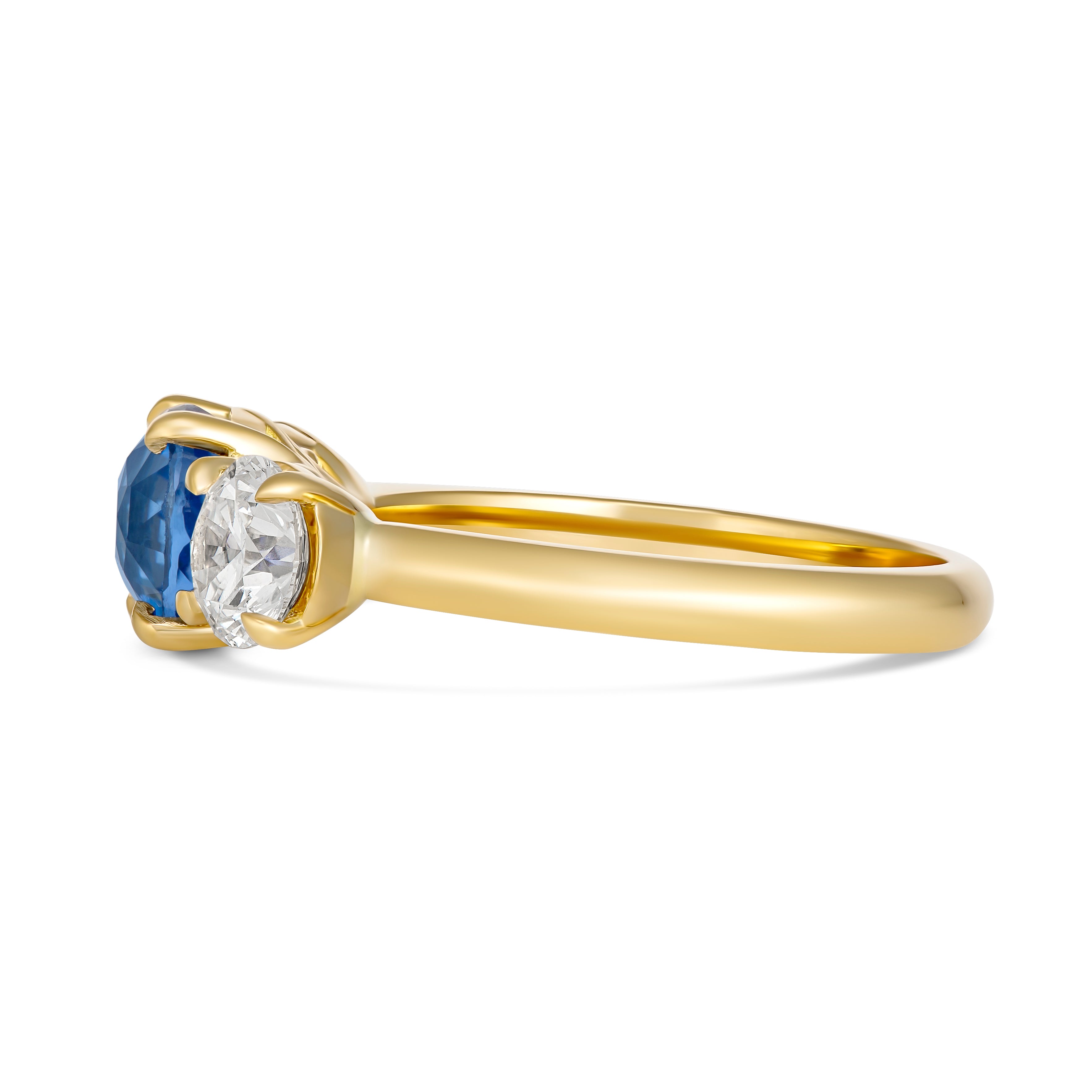 Vivid Blue Sapphire Diamond Trilogy Ring