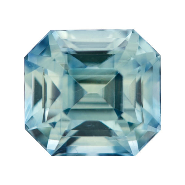 Bluish Green Emerald Cut Madagascar Sapphire Unheated Gemstone