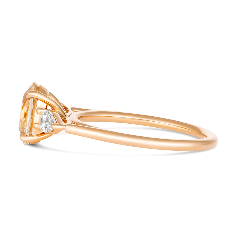 Peach Sapphire Diamond Trilogy Ring Rose Gold