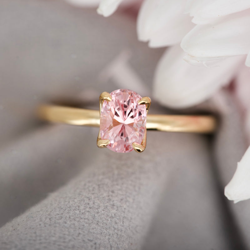 Unheated Padparadscha Sapphire Solitaire Engagement Ring