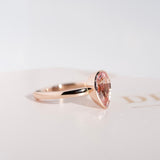 Peach Sapphire Pear Solitaire Bezel Set Rose Gold Ring