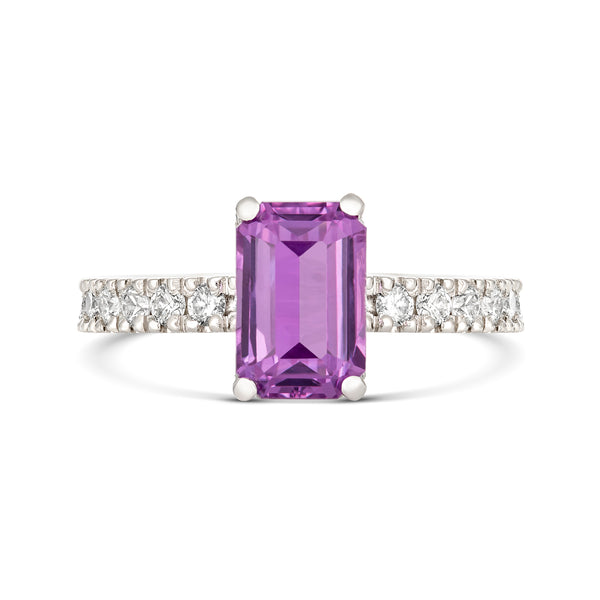 Pink Sapphire Hidden Halo Engagement Ring