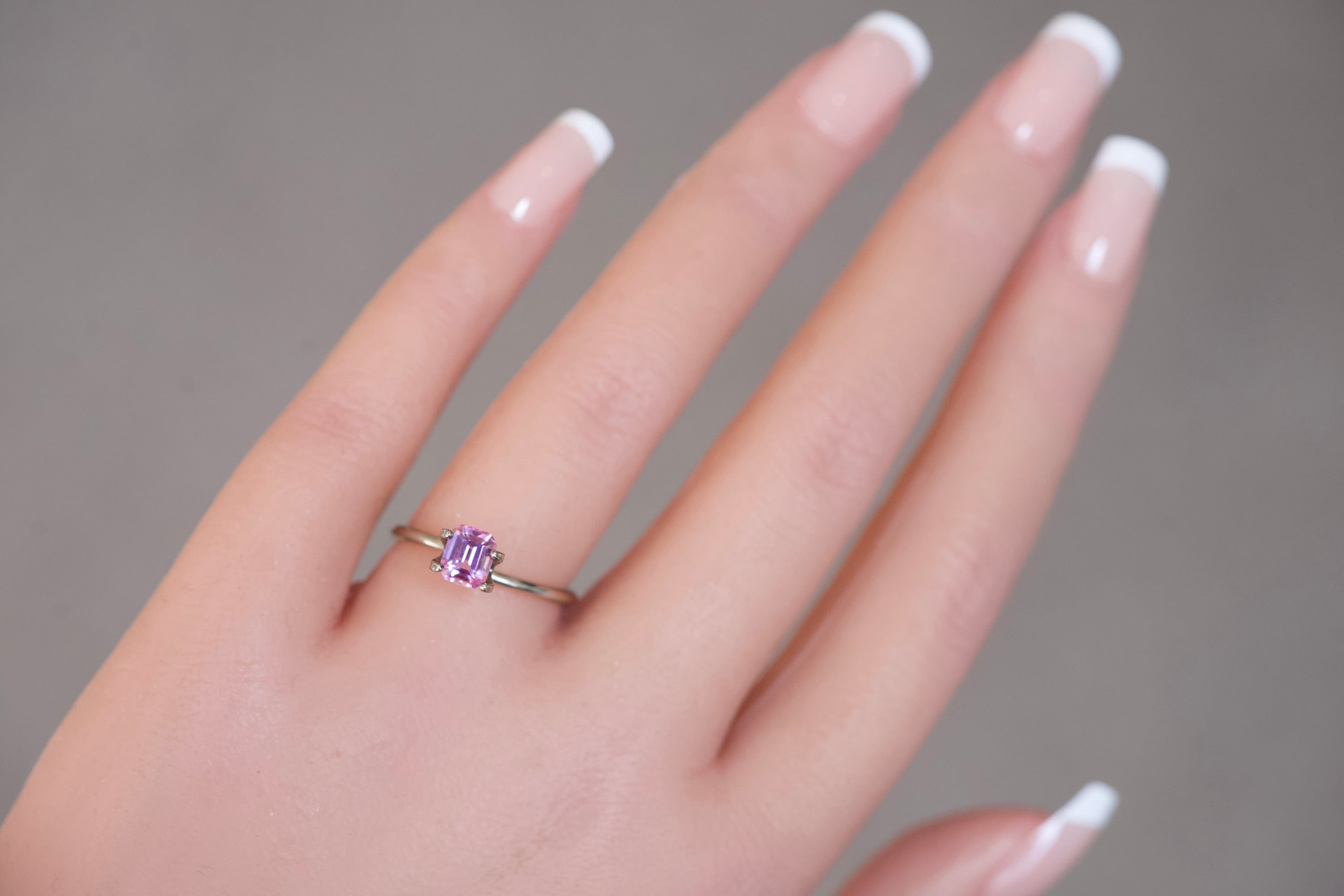 Heated Pink Emerald cut Sapphire Gem