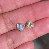 3.58 ctw Ceylon Yellow - White Sapphire Pair Trillion Cut Heated