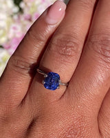 3.51 ct Vivid Blue Ceylon Sapphire Cushion Cut Heated Natural Gem