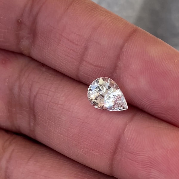1.95 ct  White Sapphire Pear Natural Heated