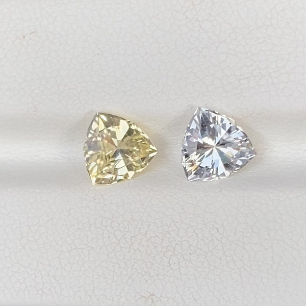 3.58 ctw Ceylon Yellow - White Sapphire Pair Trillion Cut Heated