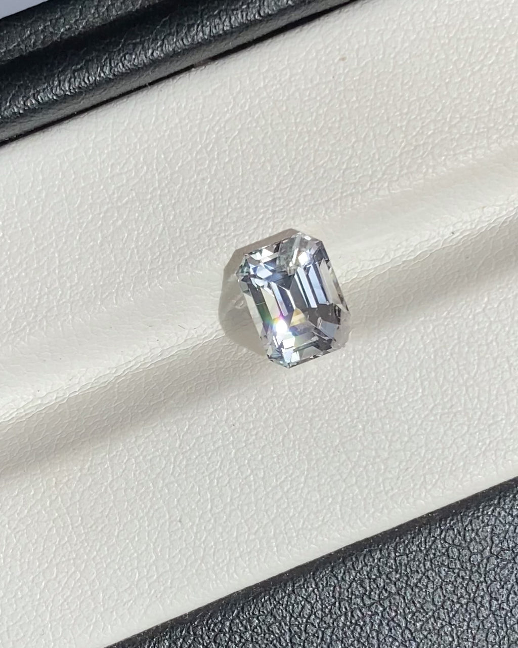 2.56 ct Colourless Emerald Cut Ceylon Sapphire Heated Gemstone