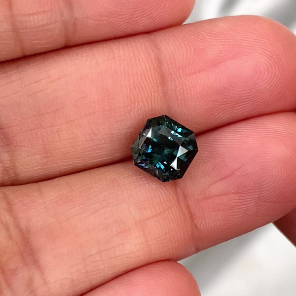 3.10 ct Teal Sapphire Square Cut Natural Unheated