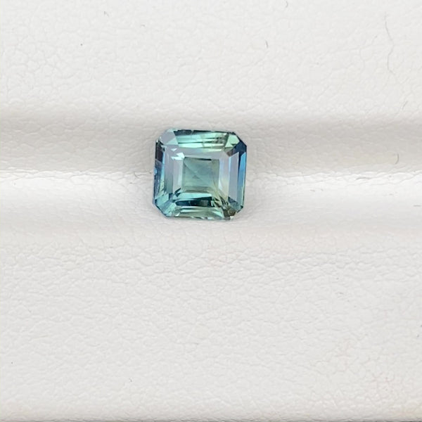 1.59 ct Teal Green Sapphire Square Emerald Cut Natural Unheated