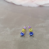 STARLET Multi Colour Blue Sapphire Stud Earrings 18k Yellow Gold