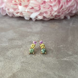 STARLET Multi Colour Sapphire Stud Earrings 18k Yellow Gold
