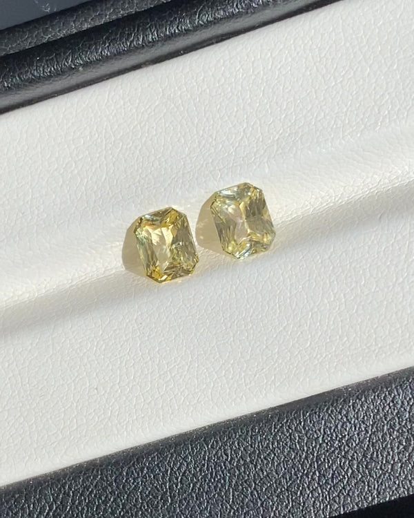 2.32 ctw Yellow Radiant Cut Pair Ceylon Sapphire Unheated Gems